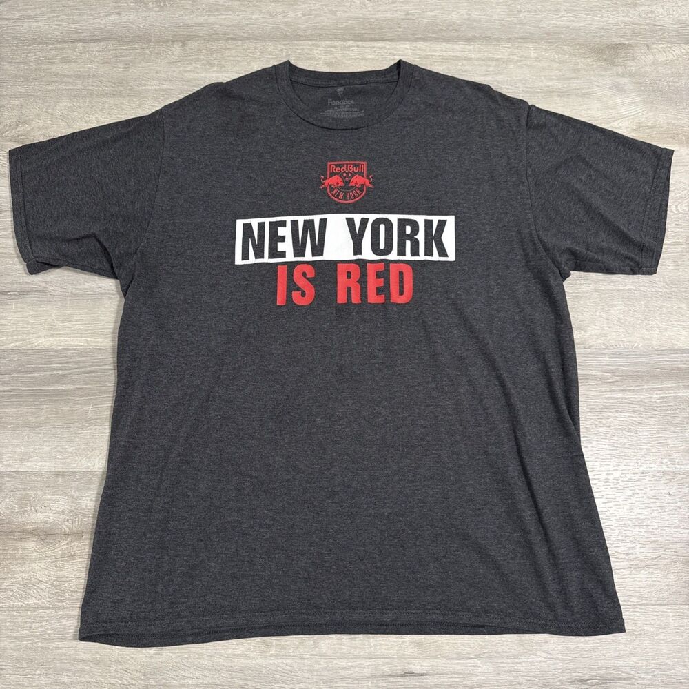New York Red Bulls Shirt MLS Soccer Fanatics Men's Gray 2XL New York Is Red